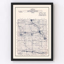 Vintage Map of Butler County, Iowa 1930