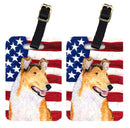 USA American Flag with Collie Smooth Luggage Tag