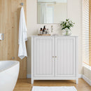 Mid Century Modern Double Door Storage Cabinet With Knobs - White by Unique Piece Furniture