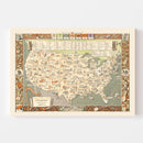 Vintage Folklore Music Map of the United States 1946