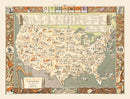 Vintage Folklore Music Map of the United States 1946