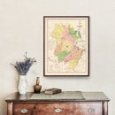Vintage Anhui Province, China Map 1888