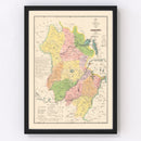 Vintage Anhui Province, China Map 1888