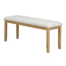 6-Piece Retro Rectangular Dining Table Set, Table with Unique Legs and 4 Upholstered Chairs & 1 Bench for Dining Room and Kitchen (Natural Wood Wash)