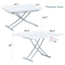 Modern Minimalist Multifunctional Lift Table With Metal Legs - White / Silver by Unique Piece Furniture