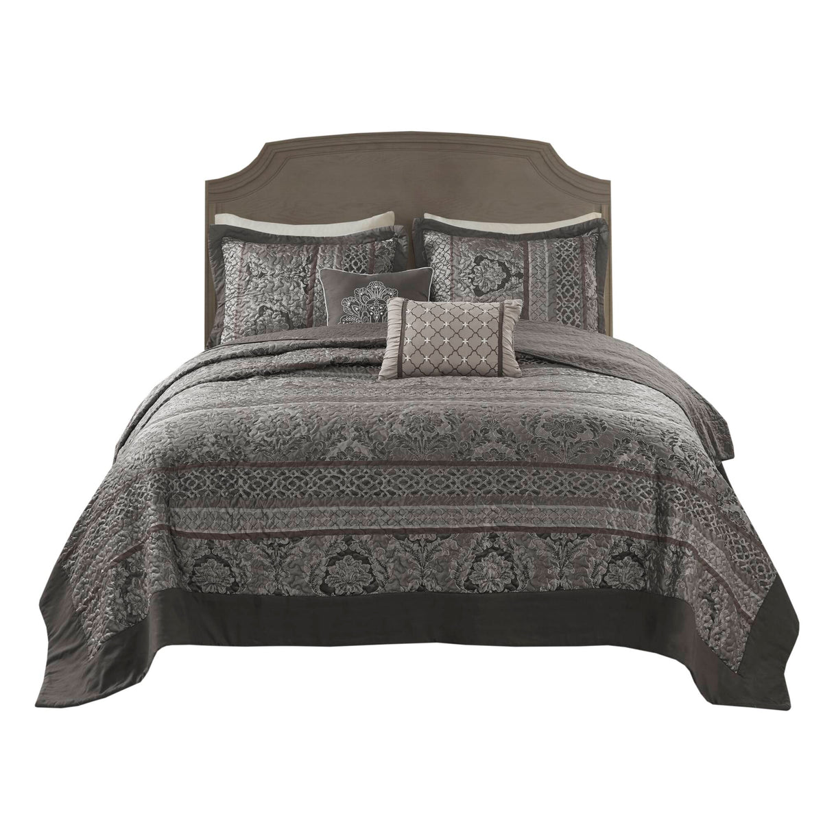 5-Piece Queen 5 Piece Reversible Jacquard Bedspread Set, photo 8 of 10