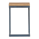 Small C Shaped End Table With Iron Base And Fir Wood Top - Black by HouseOfZazla