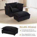 Modern Cozy Upholstered Armchair Sofa With Movable Ottoman