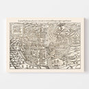 Vintage Map of Paris, France 1550