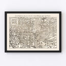 Vintage Map of Paris, France 1550
