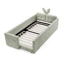 Cute Rabbit Ear Upholstered Platform Bed Frame With Safety Rail