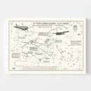 Vintage Map of the 72nd Troop Carrier Squadron Over Europe During WWII Map 1972