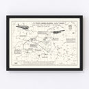 Vintage Map of the 72nd Troop Carrier Squadron Over Europe During WWII Map 1972