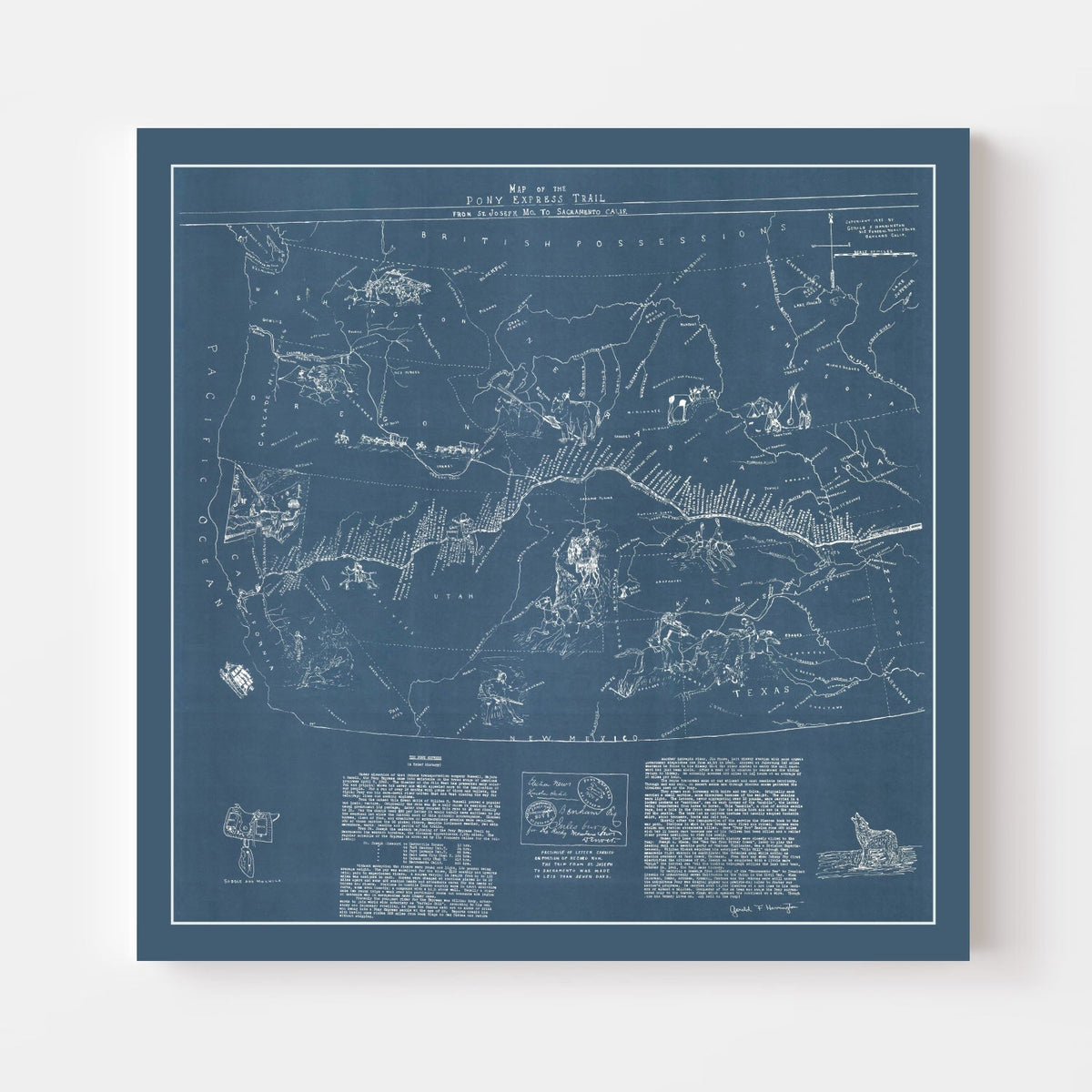 Vintage Pony Express Map 1935, photo 4 of 5