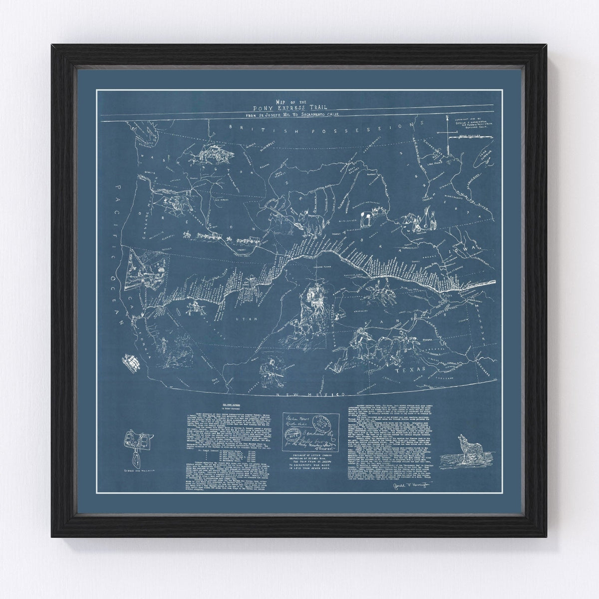 Vintage Pony Express Map 1935