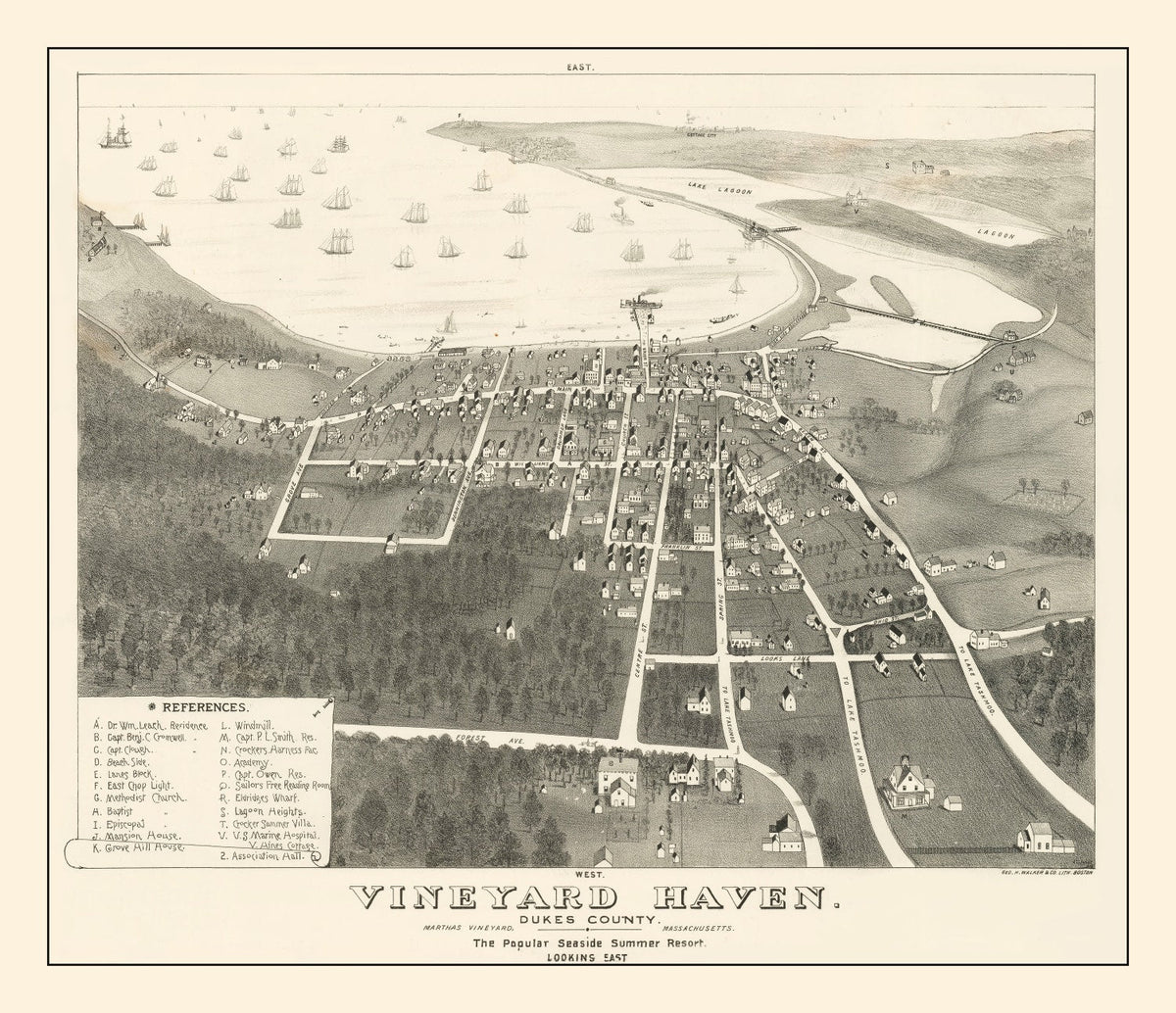Vintage Vineyard Haven Map 1893, photo 5 of 5