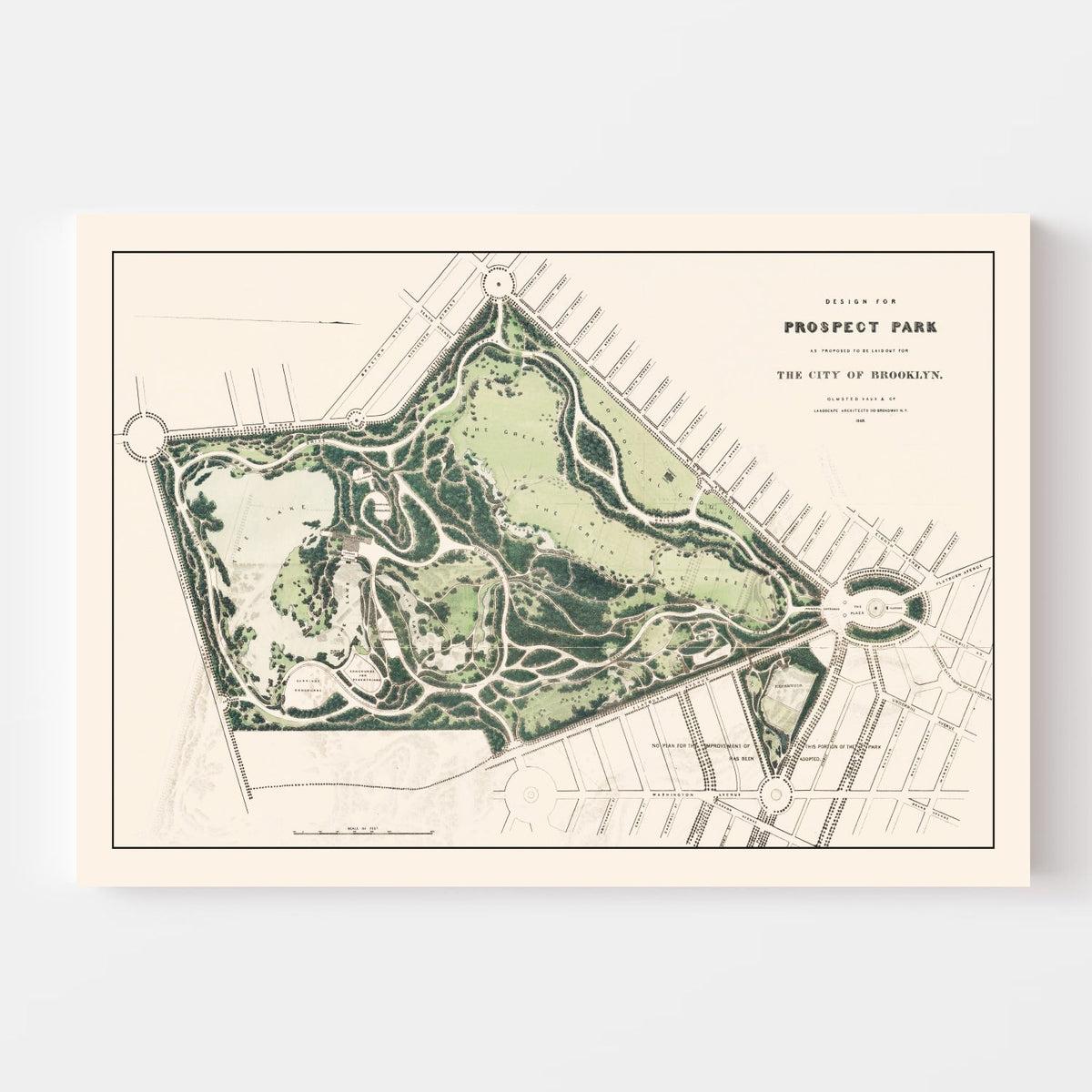Vintage Prospect Park Brooklyn, NY Map 1868, photo 4 of 5
