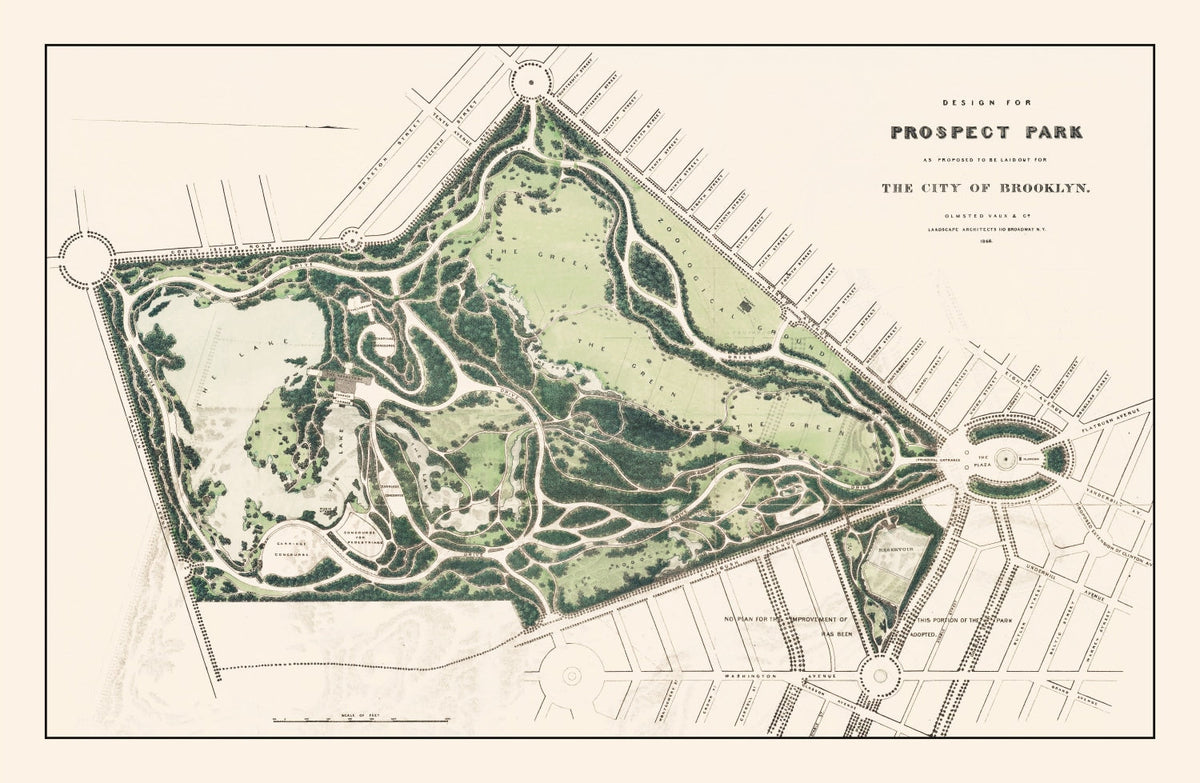 Vintage Prospect Park Brooklyn, NY Map 1868, photo 5 of 5