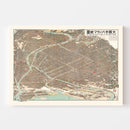 Vintage Map of Osaka, Japan 1923