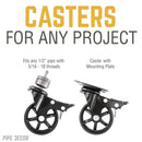 Swivel Caster Wheels for ½” Pipe with Locking Mechanism (4-Pack) by PIPE DECOR