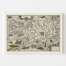 Vintage Iceland Map with Sea Monsters 1587