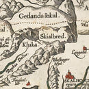 Vintage Iceland Map with Sea Monsters 1587