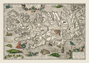 Vintage Iceland Map with Sea Monsters 1587