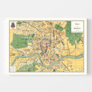 Vintage Map of Krakow, Poland 1928