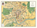 Vintage Map of Krakow, Poland 1928