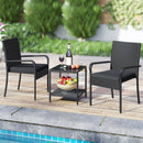 3 Piece Patio Furniture Set with Seat Cushions and Tempered Glass Tabletop by LJGDeals
