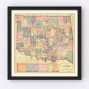 Vintage Map of Oklahoma 1914