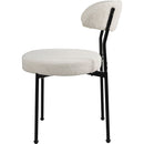 Boucle Upholstered Dining Chairs with Curved Backrest & Metal Legs Set of 2, Beige