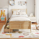 Twin Size Sleigh Bed with 2 Storage Drawers Wood Platform Bed Frame by LJGDeals