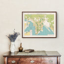 Vintage Map of Hong Kong, China 1974