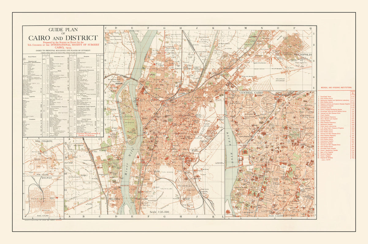 Vintage Map of Cairo, Egypt 1935, photo 5 of 5