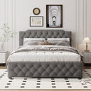 Upholstered Platform Bed With Trundle And 2 Sets Of USB Ports On Each Side, Fabric by Unique Piece Furniture