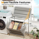 3-Section Laundry Sorter with Foldable Ironing Board and Lockable Wheels-Gray by LJGDeals