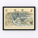 Vintage Map of Liege, Belgium 1649