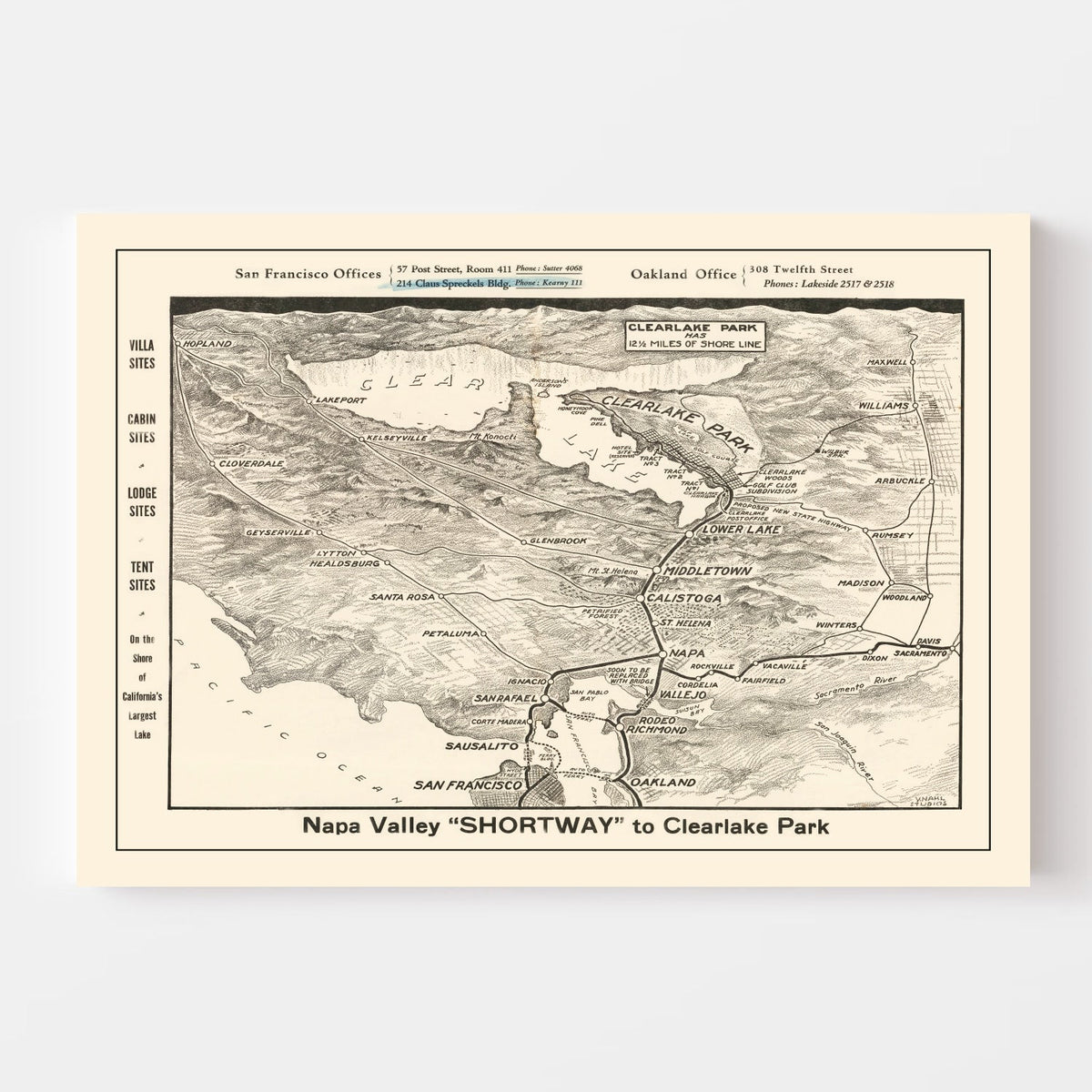 Vintage Napa Valley Map 1927, photo 4 of 5