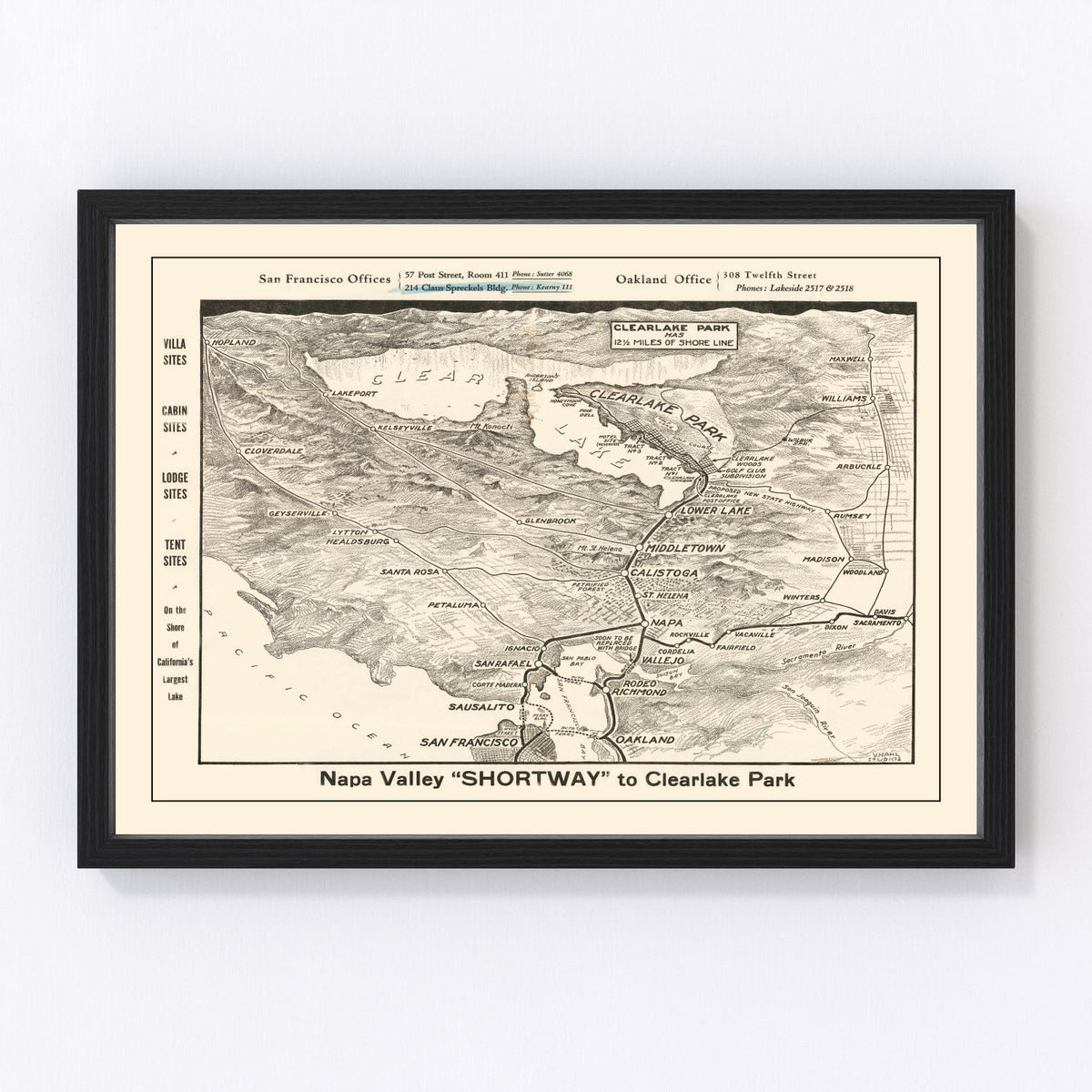 Vintage Napa Valley Map 1927