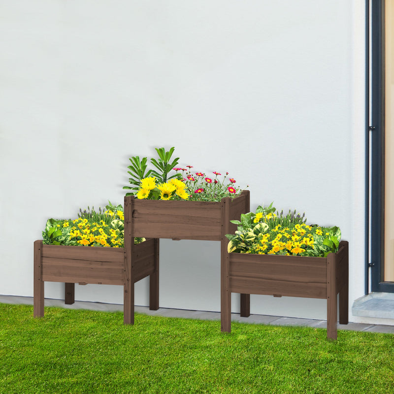 Outsunny Raised Garden Bed with 3 Planter Box, photo 8 of 10