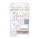 Loft Bed With Storage Drawers, Desk And Stairs With Shelves