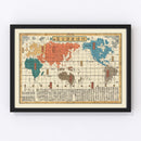 Vintage Japanese World Map 1840