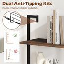 5 Tier Wall Mount Ladder Shelf with Anti-Tipping Kits for Home Office-Rustic Brown by LJGDeals