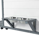 Modern Design Outdoor Dog House With Food Bowl And Wheels Pine - Gray / White by HouseOfZazla