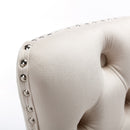 26" Counter Height Bar Stools Set of 2, Modern Velvet Barstools with Button Back&Rivet Trim Upholstered Kitchen Island Chairs with Sturdy Chromed Metal Base Legs Farmhouse Bar Stools, (Beige, 2 Pack)