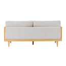 Emir 72" Square Arm 3-Seater Boucle Sofa with Cane Rattan and Wooden Frame by HouseOfZazla