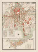 Vintage Map of Hiroshima, Japan 1922