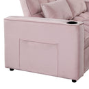 55.3" 4-1 Multi-functional Sofa Bed with Cup Holder and USB Port for Living Room or Apartments Pink