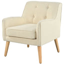 Mid-Century Modern Armchair - Tufted Fabric Accent Chair with Solid Wood Legs by HouseOfZazla